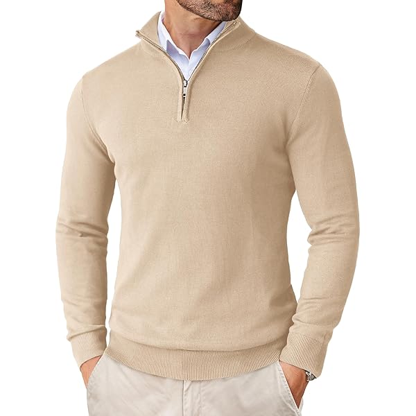 COOFANDY Herentrui met 1/4 rits, gebreide trui met ritssluiting, rolkraagpullover, troyer, wintertrui, sweater, Donkerblauw, M