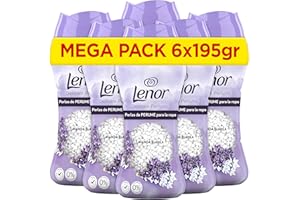 LENOR UNstoppables Perlas de Perfume para la Ropa, 96 Lavados (6 x 195g), Suavizante con Fragancia Lavanda Blanca, Potenciador de Frescor