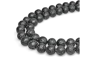 jartc Perline Per Braccialetti Energetico Braccialetto Yoga Braccialetto Fai da Te Perle di Pietra Naturale Lava Nero Roccia Vulcanica 38 Pezzi , 34CM,10 mm