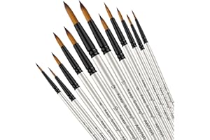Silithus Paint Brushes 12 Pieces Set, Professional Fine Tip Paint Brush Set Round Pointed Tip Nylon Hair artist acrylic brush for Acrylic Watercolor Oil Painting (Round)
