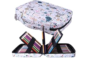 Piórnik JAKAGO na 220 kredek o dużej pojemności, wodoodporny organizer na kredki, markery, długopisy żelowe, doskonały prezent dla studenta artysty (las)