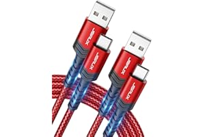 JSAUX USB C Cable (2m 2-Pack) 3.1A Fast Charging, Type C Charger Cable Compatible with iPhone 17 Air 16 15 Pro Max, Samsung Galaxy S24 S23 S22 S21 Note 10 9 8, A14 A15 A25 A35 A53 A55, CarPlay -Red