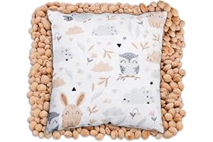 TOTSY BABY Almohada de huesos de cereza almohada térmica para bebé almohada de grano para microondas almohada pequeña de huesos de cereza para calor y frío 25 x 25 cm algodón rosaBúho