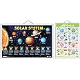 Set of 2 Solar System and Life Cycle Early Learning Educational Charts for Kids | 20"X30" inch |Non-Tearable and Waterproof | Double Sided Laminated | Perfect for Homeschooling, Kindergarten and Nursery Students
