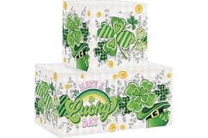 Clastyle Zestaw 3 pudełek do przechowywania na Dzień Świętego Patryka Kostka do przechowywania ubrań Kosz na ubrania Półki dla dzieci Zabawki i książki przedszkolne, czterolistna koniczyna, 30 x 30 x