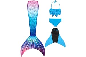 DNFUN Costume da Bagno da Bambina a Coda di Sirena, per Cosplay, per Il Nuoto, con Monopinna