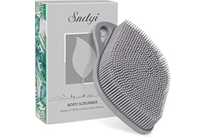 Sndyi Cepillo Corporal de Silicona, Cepillo Exfoliante Corporal Pieles Sensibles, Cepillo Corporal de Ducha con Forma de Hoja y Cerdas para Hacer Espuma, Fácil de Limpiar y Duradero, Gris