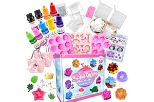 Nlsqw Kit para Hacer Jabones Artesanales,Jabones Artesanales Hacer kit para Niños p-ara Jabón de 500 g, 23 Formas, 2 Bolsas de Regalo y Herramientas Set par-a Cumpleaños par-a Niños
