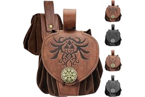 AUNGCSHE Pochette de Ceinture en Faux Cuir embossé médiéval, Retro Renaissance Portable Belt Bag Coin Purse Dice Bag