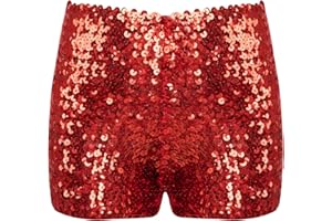 Runhomal Kinder Pailletten Glitzer Shorts Tanzshorts Glänzende Hotpants Kurze Hose Jogginghose Jungen Mädchen Sport Yoga Shorts Tanz Kostüm Clubwear