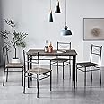 mcc direct Dining Table and Chairs Set Metal Wood Effect Table Dining Set 4 Chairs Silvia (Avola Grey)