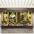 Home Decorative Fountain 6.72 Ft Tall Elegant Indoor Water Fountain With LED Lights, Mist Maker, And Simulated Bonsai Trees ,large Waterfall Feature Rockery ，For Hotel Entrance Decoration(2645+2650+26