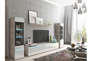 Muebles Slavic Set di mobili da soggiorno, set di mobili RTV, 4 pezzi, mobili moderni per soggiorno, armadietto da parete, mobili soggiorno