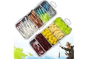 RFYTDCF Angel Köder, 210 Stück Kunstköder Angeln Wurm Lebensechte Angelköder Künstliche Würmer Gummiköder Forelle Hecht Zander Weiche Forellenköder für Salzwasser und Süßwasser