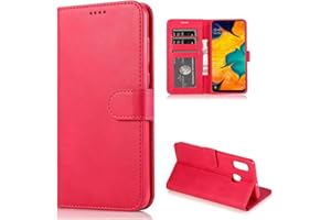 CTIUYA Custodia per Samsung Galaxy A20E, Cover Flip Case in Pelle Custodia Portafoglio con Porta Carte Magnetica Antiurto Protettiva Completa Libro Cuoio Custodia per Samsung Galaxy A20E,Rosa Rossa