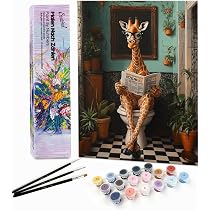 Kit Dipingere Con Numeri Bougimal – Paesaggio Castello 40×50cm, Tela Già Incorniciata, Colori Acrilici E 3 Pennelli, Per Adulti E Principianti