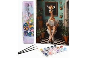 Bougimal Dipingere con i Numeri Adulti Animali, Kit per dipingere con i Numeri con pennelli e pigmento Acrilico Regalo, Giraffa, Senza Telaio 28 * 35 cm
