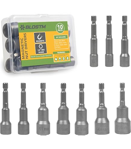 Jeu De Douilles Hexagonales Magnétiques M8 - Tourne-écrous Impact S2 Chrome Vanadium 50mm
