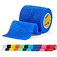SPORTTAPE Self-Adhesive Football Sock Tape | 5cm x 4.5m - Blue | Cohesive Bandage Sock Wrap, Shin Pad Tape | Goalkeeper Wrist Tape & Football Ankle Tape | Pet & Vet Wrap for Dogs, Horses - Single Roll