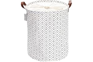 Sea Team Kosz na pranie ze wzorem strzałki, płócienny kosz na pranie, składany kosz do przechowywania z uchwytami ze skóry PU i zamknięciem na sznurek, 45 x 35 cm, wodoodporny wewnątrz, czarny