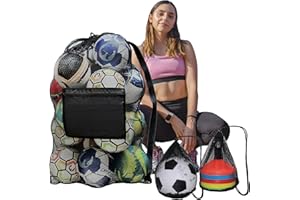 Daily Treasures Balltasche Fußball Ballnetz Große für 10-15 Bälle, 76,2 x 100 cm Ballsack Balltasche mit 2 Kleine Netztasche, Strapazierfähig Ballnetz Tasche für Fußball Basketball Handball Volleyball