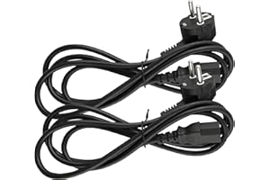 Naths Hardware® | 2 x IEC Cable 1.8 m | IEC Plug to Earthing Contact | PC Power Cable 3-Pin | Power Supply Cable C13 for Computer Monitor Screen Printer Projector