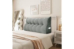 Johnear Poduszka klinowa, poduszka do czytania na łóżko i sofę, poduszka pod oparcie, zagłówek do łóżka, duża trójkątna poduszka lędźwiowa (szara, 160 cm)