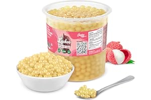The Inspire Food Company Popping Boba Pearls for Bubble Tea - 3.2KG | Lychee | Bursting Pearls Bubble | Real Fruit Juice For Shakes, Dessert,Smoothie | 100% Vegan & Glutenfree, No Artificial Colors