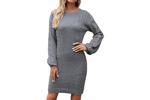 Vthereal Strickkleider Damen Pulloverkleid Elegante Pullover Winterkleid Pulli Minikleid Winter Cocktailkleid Partykleid Langarm