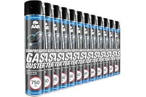 ‎AABCOOLING AABCOOLING Compressed Gas Duster 750ml - Druckluft-Reiniger, Multimedia- und Bürogeräte, Tastatur PC, Spielekonsolen, Gehäuse, Air Duster, Reinigungspray (12 x 750 ml)
