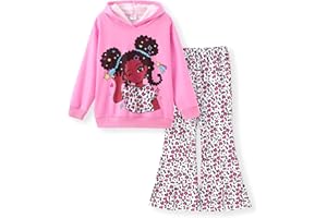 PATPAT Ensemble de vêtements 2 pièces pour fille avec sweat à capuche et pantalon évasé