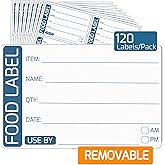 Food Date Labels - 120 Removable Food Labels Stickers for Storage | Strong Adhesive, Perfect Size Use by Date Stickers 68 x 4