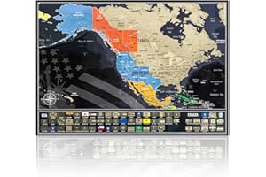 2MAPS Mappa da grattare Stati Uniti con bandiere degli stati, Mappa USA da viaggio, Prodotto in Europa, Dimensioni mappa 42 cm x 29,7 cm