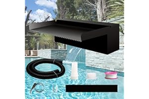 Weejian Teich Wasserfall Spillway Pool Brunnen Wasser Feature, Schwarze Edelstahl Brunnen im Freien, Schwimmbad Wasser Fluss Wasserfälle Kit für Garten Patio Teiche-30x20x10cm (KEIN Licht)