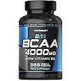 BCAA Tablets | 4000mg BCAAs per Serving | 3 Months Supply | Essential Amino Acid Supplement with Vitamin B6 | 365 Vegan Tablets | BCAA Powder and Capsules Alternative Pre Workout | by Horbaach