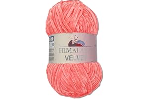 Wohnkult Himalaya 100 g Velvet Dolphin Wool, 40 Colours to Choose From, Chenille Knitting Yarn, Fluffy Yarn, Shiny Accessory, Clothing, Blankets (90046, Salmon Pink)