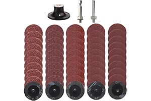 BRESUCNY Juego de 53 Discos de Lija de Cambio Rápido, 50 mm Discos de Cambio Rápido Discos de Lijado con Soportes de 1/4 pulgadas Grano 36/60/80/120/240 para Herramienta Rotativa de Taladro