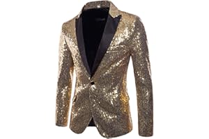 Gefomuofe Veste de costume à paillettes pour homme - Coupe droite - Coupe droite