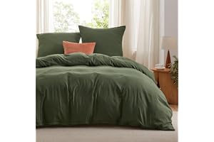 BEDSURE Sängkläder 200 x 200 3 delar olivgrön – mjuk Öko-Tex polyester mikrofiber påslakanset, 1 påslakan 200 x 200 cm med dr