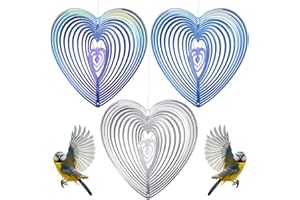 Fahibin 3Pcs Bird Deterrent,Reflective Bird Deterrent,Reflective Bird Scarer, Reflective Wind Spiral Bird Repellent,Keep Birds Away From Your Trees, Garden