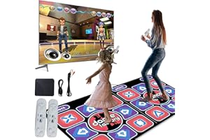 Eznaobo Musical Dance Mat Games for TV Computer,Double User Dance Floor Mat with Wireless Controller 100 In Music 65 Sensory Games,Interactive Yoga Sport Fitness for Game,Plug And Play Toy Gifts (A)