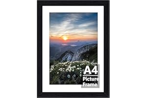 TOCED Wooden Picture Frames, A4 Black Picture Frame, For Family Photo and Jigsaw Display, Landscape or Portrait Orientation, Wall-Mount & Desk Stand (Black001)