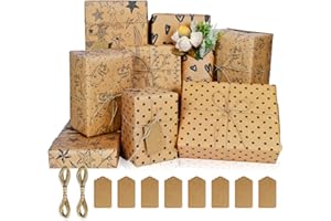BWLOIES Papier Cadeau Écologique Kraft Recyclé d'Emballage pour Anniversaire - Set Wrapping Paper pour Enfant, Garçon, Femme, Fille