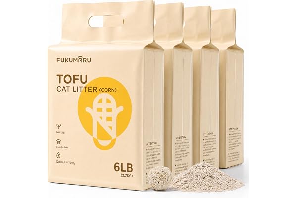 FUKUMARU Arena de Tofu para Gatos 10.8kg - Arena aglomerante para Gatos, Mezcla de pellets de maíz, Libre de Polvo y fácil de aglomerar, Control de olores, se Puede desechar en el Inodoro