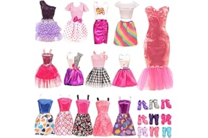 Miunana 12 Piezas Vestido Fashion Falda Mini Fiesta Ropas Casual + 10 Zapatos Accesorios para 11.5 Pulgadas 28-30 CM Muñeca