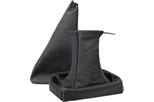 L & P CAR DESIGN Cuffia cambio e Freno a mano compatibile con Opel Tigra Twintop 2004-2009 - nero blu - vera pelle - leva cambio manuale - (A0020-4)