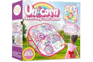 YOTOY Toys for 3-8 Year Old Kids Girls: Unicorn Bean Bag Toss Games Gifts for 3 4 5 6 7 8 Years Old Boy Birthday Toy for Toddler Age 3-5 Outdoor Garden Party Games Bean Bags Throwing Cornhole Game