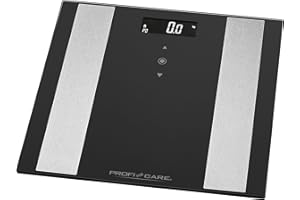 ProfiCare 330070 PC professionnelle PW 3007 FA 8 en 1 en verre pèse-personne électronique avec insert en acier inoxydable Noir