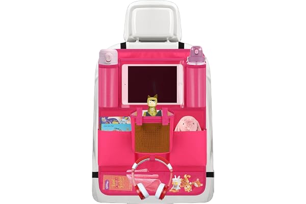 Annmore Organisateur Voiture avec Pochette pour Toniebox et Support pour 10" Tablette, Rose