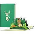 Birthday Card for Hunter, Forester with Pop Up 3D Forest, Deer, Fox | Voucher, Invitation to Hunting | Gifts for Men for Hunting Test, Hunting Licence, H31